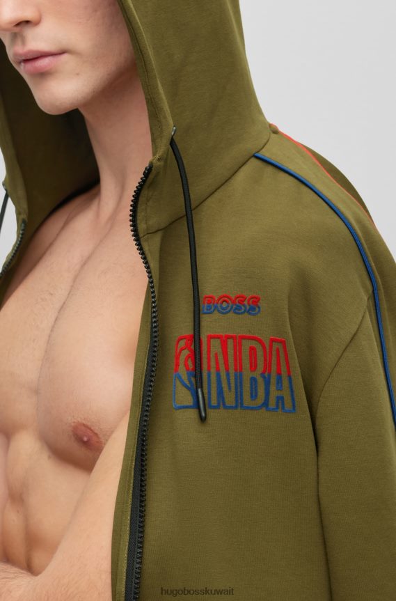 4TFNJN2259 nba عام Hugo Boss & سترة بغطاء رأس بسحاب من مزيج القطن NBA