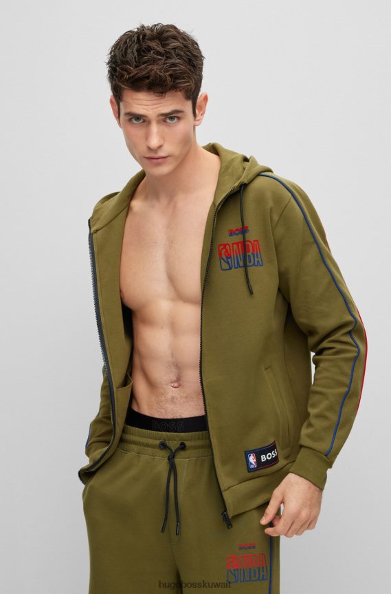 4TFNJN2259 nba عام Hugo Boss & سترة بغطاء رأس بسحاب من مزيج القطن NBA