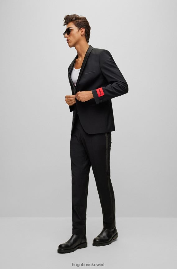 4TFNJN2271 أسود Hugo Boss بنطلون هوغو توكسيدو ذو قصة ضيقة للغاية مصنوع من قماش فائق المرونة باللون الأسود