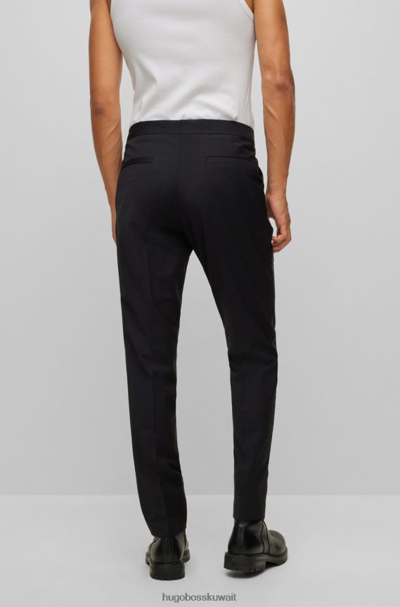 4TFNJN2271 أسود Hugo Boss بنطلون هوغو توكسيدو ذو قصة ضيقة للغاية مصنوع من قماش فائق المرونة باللون الأسود