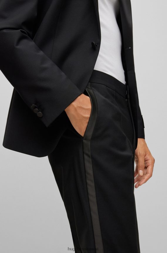 4TFNJN2271 أسود Hugo Boss بنطلون هوغو توكسيدو ذو قصة ضيقة للغاية مصنوع من قماش فائق المرونة باللون الأسود