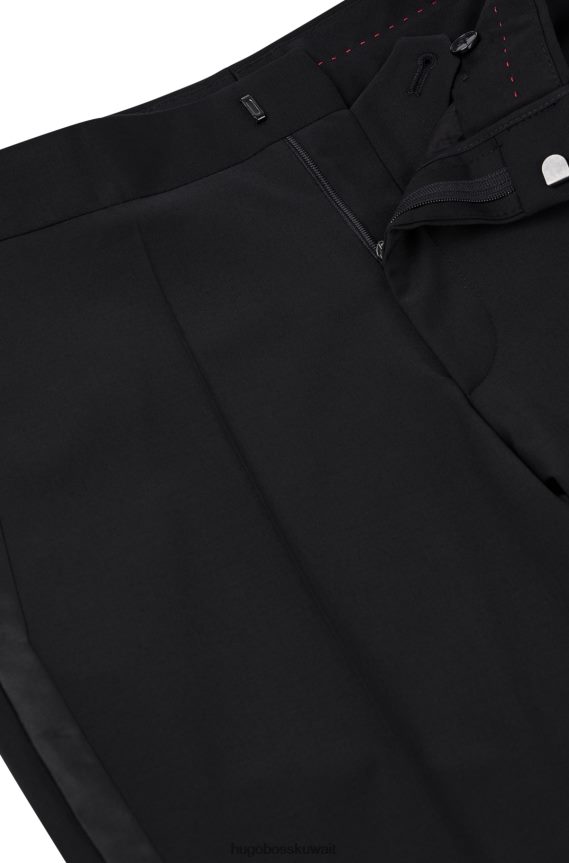 4TFNJN2271 أسود Hugo Boss بنطلون هوغو توكسيدو ذو قصة ضيقة للغاية مصنوع من قماش فائق المرونة باللون الأسود