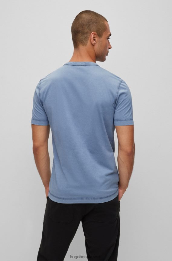 4TFNJN2273 أزرق Hugo Boss تي شيرت من الجيرسي القطني باللون الأزرق مع شعار Hugo مطبوع
