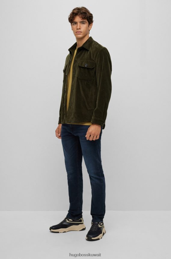 4TFNJN2276 أصفر Hugo Boss تيشيرت هوغو من القطن الجيرسي باللون الأصفر مع شعار مطبوع