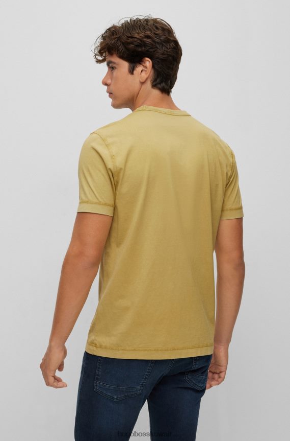 4TFNJN2276 أصفر Hugo Boss تيشيرت هوغو من القطن الجيرسي باللون الأصفر مع شعار مطبوع