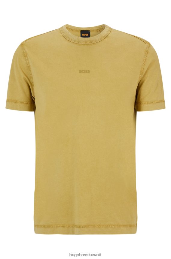 4TFNJN2276 أصفر Hugo Boss تيشيرت هوغو من القطن الجيرسي باللون الأصفر مع شعار مطبوع