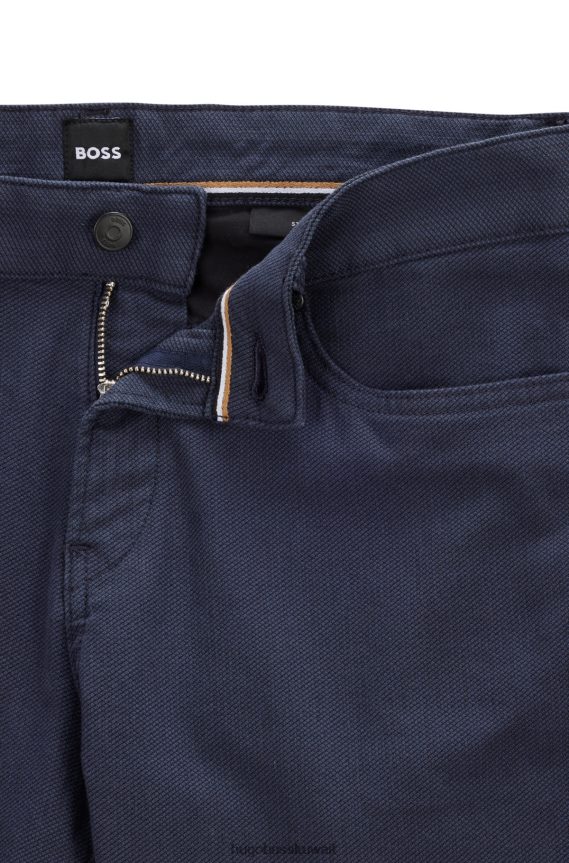 4TFNJN2277 أسود Hugo Boss جينز Hugo ذو قصة ضيقة من قماش الدنيم المطاطي ذو البنية الدقيقة باللون الأسود