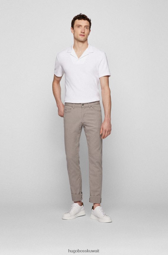 4TFNJN2278 البيج الفاتح Hugo Boss بنطال جينز ضيق من قماش الدنيم المطاطي ذو البنية الدقيقة باللون البيج الفاتح