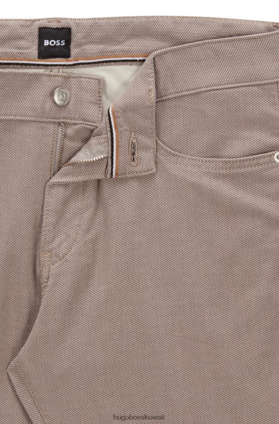 4TFNJN2278 البيج الفاتح Hugo Boss بنطال جينز ضيق من قماش الدنيم المطاطي ذو البنية الدقيقة باللون البيج الفاتح