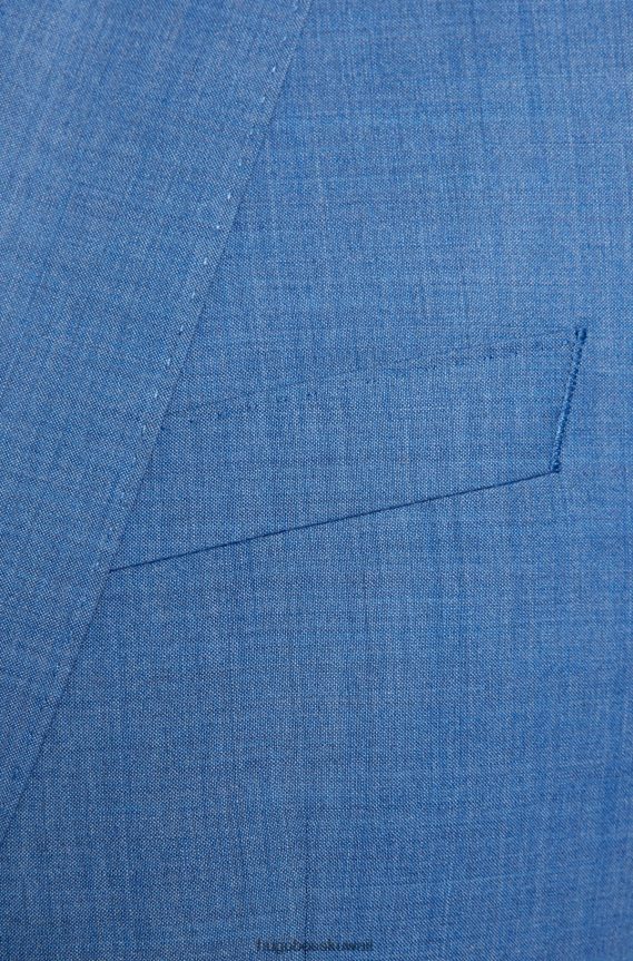 4TFNJN2286 أزرق Hugo Boss بدلة ضيقة من ثلاث قطع من الصوف البكر باللون الأزرق هيوغو