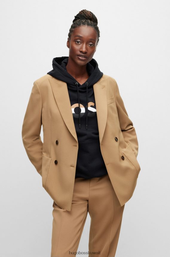 4TFNJN2290 اللون البيج Hugo Boss سترة مزدوجة الصدر للجنسين من الصوف البكر باللون البيج