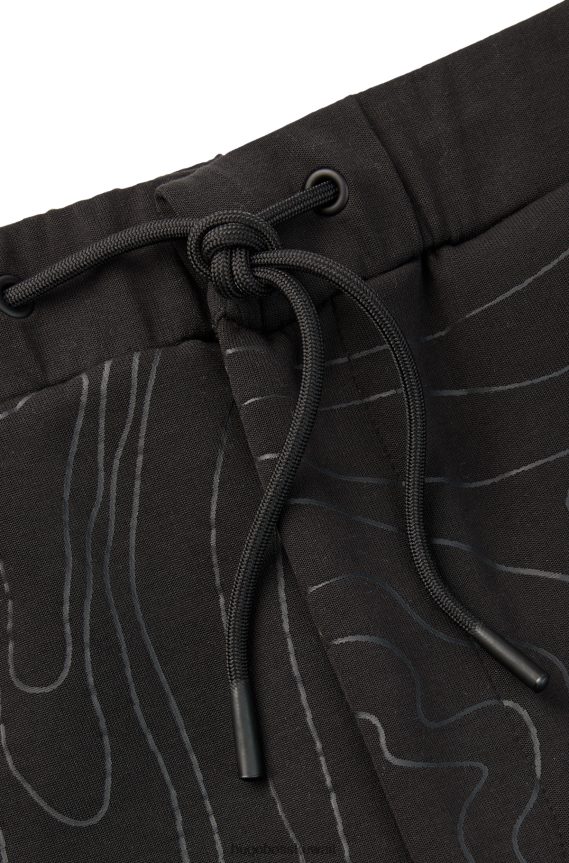4TFNJN2291 أسود Hugo Boss x قطعة سفلية رياضية من مزيج القطن ajbxng