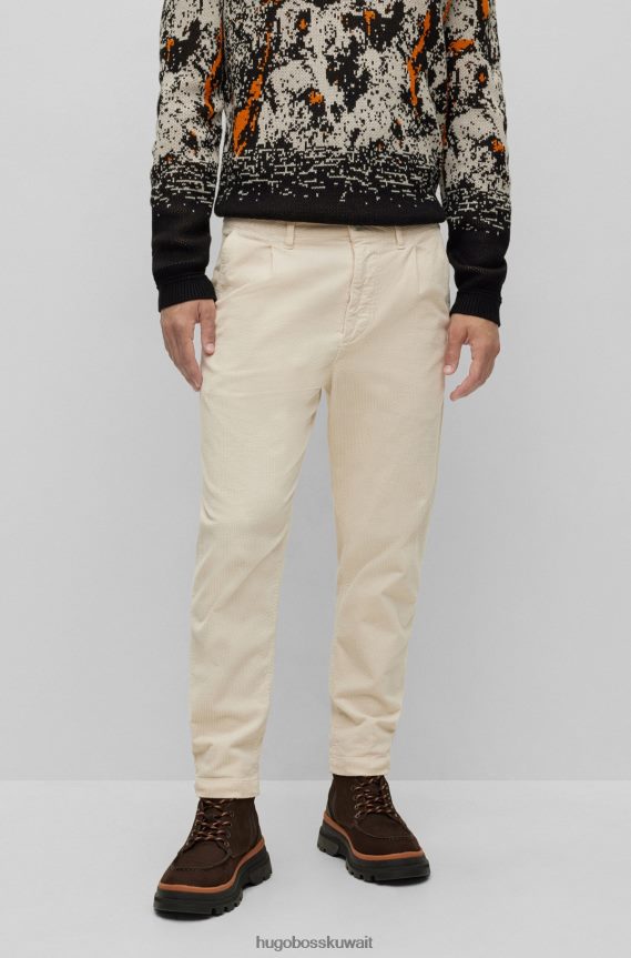 4TFNJN2300 أبيض Hugo Boss بنطال هوغو أبيض بقصّة مدببة من القطن المضلع
