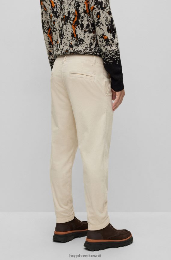4TFNJN2300 أبيض Hugo Boss بنطال هوغو أبيض بقصّة مدببة من القطن المضلع