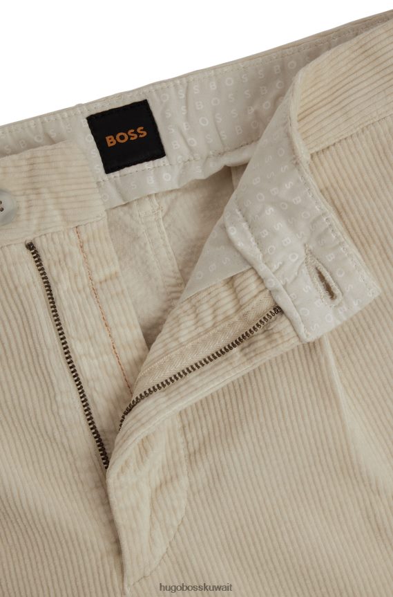 4TFNJN2300 أبيض Hugo Boss بنطال هوغو أبيض بقصّة مدببة من القطن المضلع