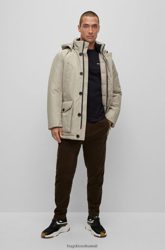 4TFNJN2301 بني غامق Hugo Boss بنطلون هوغو بني داكن مدبب من القطن المضلع