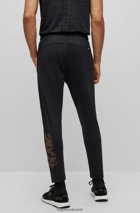 4TFNJN2303 أسود Hugo Boss بدلة رياضية قابلة للتمدد مع تأثيرات متوهجة باللون الأسود من هوغو