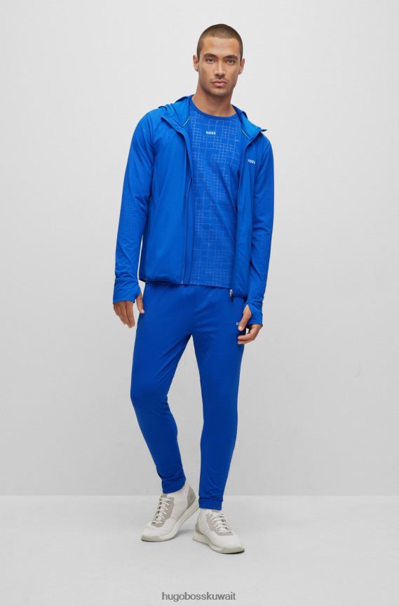 4TFNJN2304 أزرق Hugo Boss بدلة رياضية زرقاء قابلة للتمدد مع تأثيرات متوهجة من هوغو