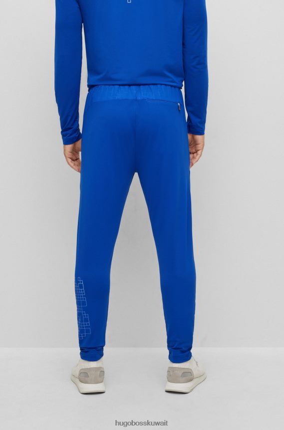 4TFNJN2304 أزرق Hugo Boss بدلة رياضية زرقاء قابلة للتمدد مع تأثيرات متوهجة من هوغو