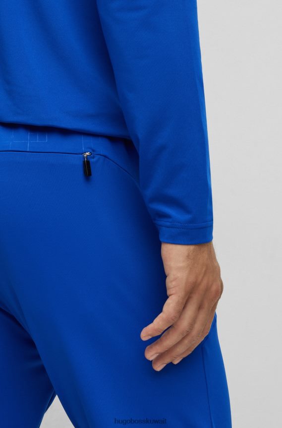 4TFNJN2304 أزرق Hugo Boss بدلة رياضية زرقاء قابلة للتمدد مع تأثيرات متوهجة من هوغو