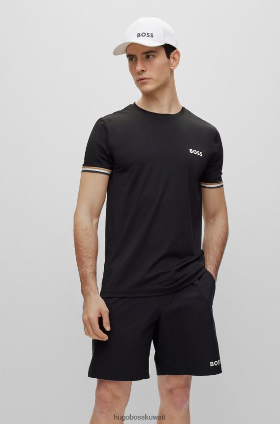 4TFNJN2307 أسود Hugo Boss تي شيرت برقبة دائرية وشعار x Matteo Berrettini