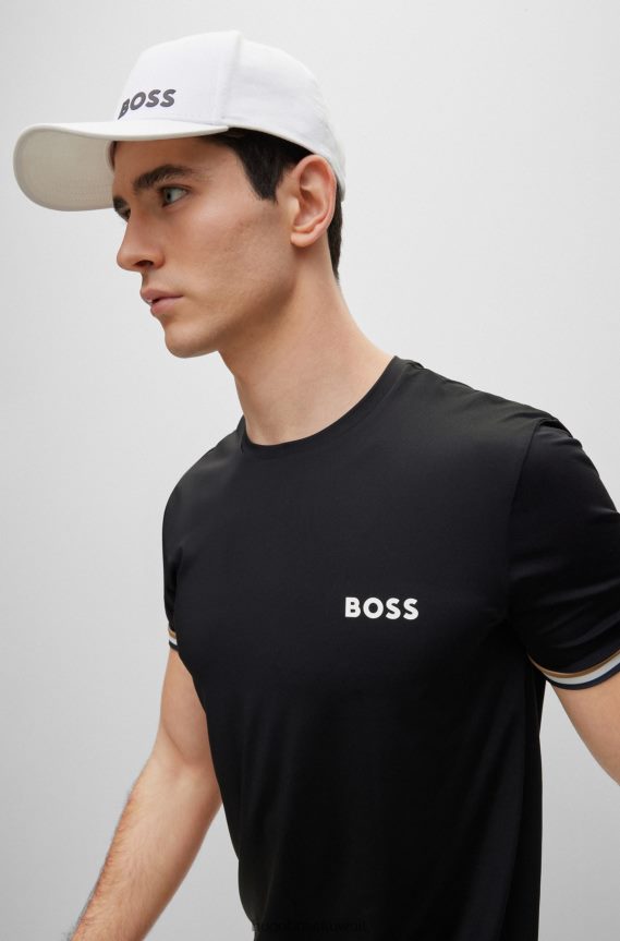 4TFNJN2307 أسود Hugo Boss تي شيرت برقبة دائرية وشعار x Matteo Berrettini