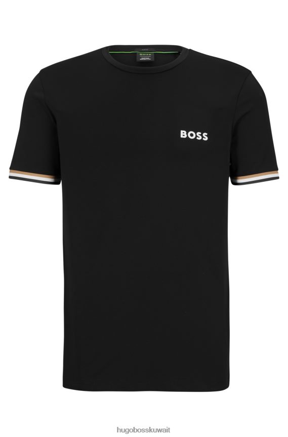 4TFNJN2307 أسود Hugo Boss تي شيرت برقبة دائرية وشعار x Matteo Berrettini