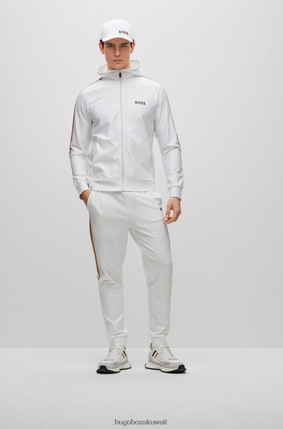 4TFNJN2308 أبيض Hugo Boss تي شيرت برقبة دائرية وشعار x Matteo Berrettini مع خطوط مميزة