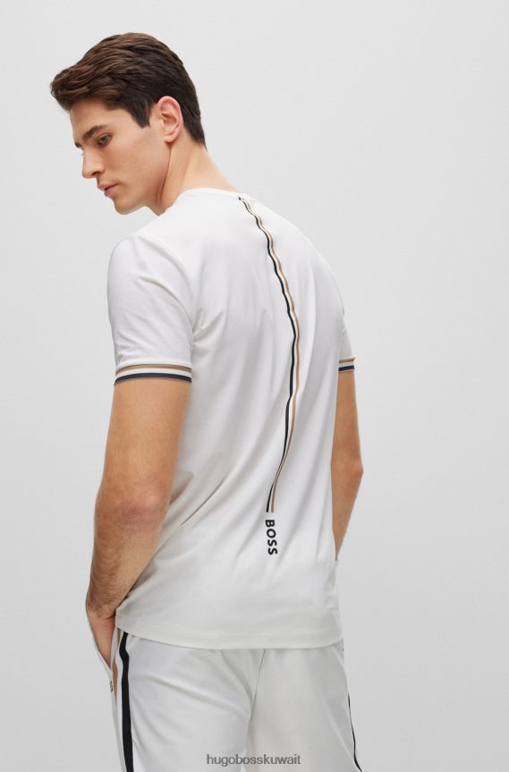 4TFNJN2308 أبيض Hugo Boss تي شيرت برقبة دائرية وشعار x Matteo Berrettini مع خطوط مميزة