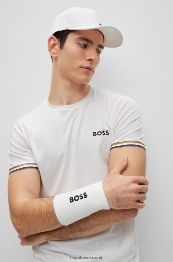 4TFNJN2308 أبيض Hugo Boss تي شيرت برقبة دائرية وشعار x Matteo Berrettini مع خطوط مميزة
