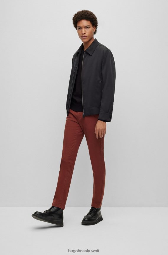 4TFNJN2314 أسود Hugo Boss سترة هوغو سوداء برقبة على شكل حرف V من القطن العضوي مع شعار مطرز