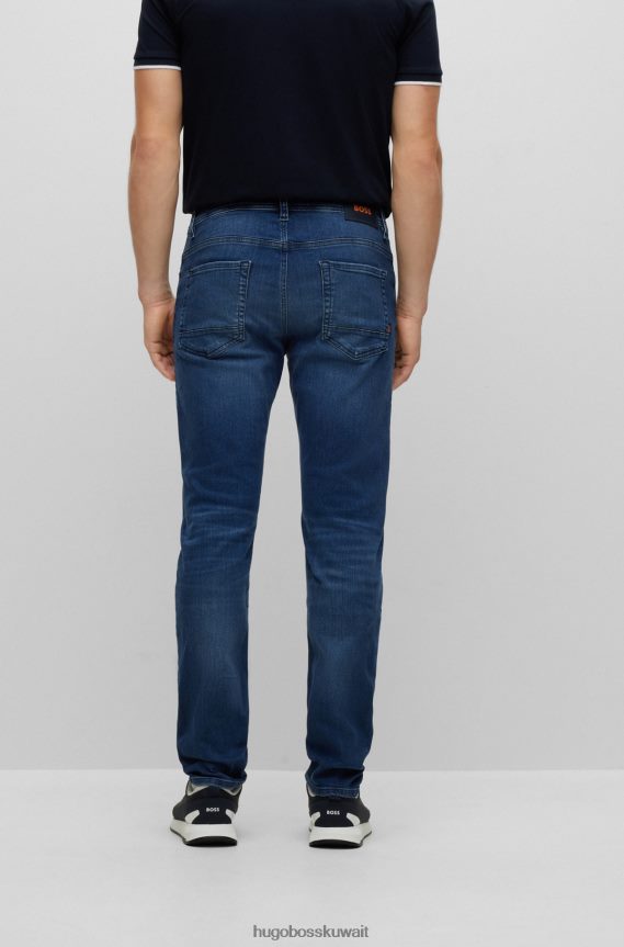 4TFNJN2320 أزرق Hugo Boss جينز هوغو أزرق مدبب من قماش الدنيم المريح المطاطي باللون الأزرق والأسود