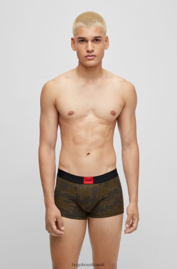 4TFNJN2326 الكاكي Hugo Boss سروال داخلي من القطن المطاطي بنمط كاكي هوغو الموسمي