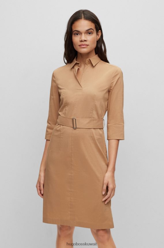 4TFNJN2329 اللون البيج Hugo Boss فستان عمل هوغو باللون البيج مصنوع من مزيج من القطن العضوي