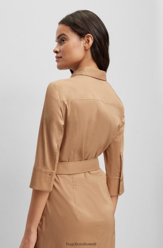 4TFNJN2329 اللون البيج Hugo Boss فستان عمل هوغو باللون البيج مصنوع من مزيج من القطن العضوي