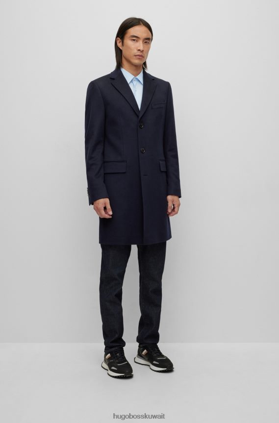 4TFNJN2335 أزرق غامق Hugo Boss معطف نحيف من الكشمير المسؤول باللون الأزرق الداكن