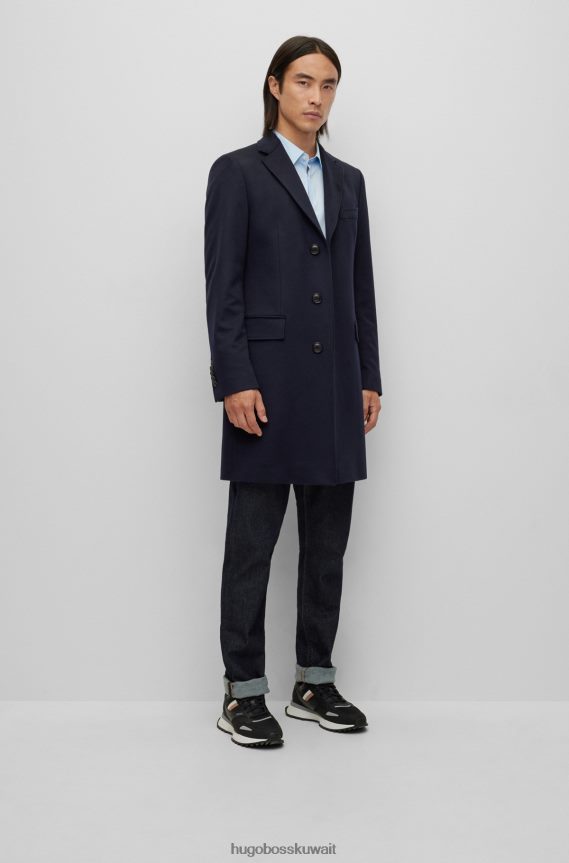 4TFNJN2335 أزرق غامق Hugo Boss معطف نحيف من الكشمير المسؤول باللون الأزرق الداكن