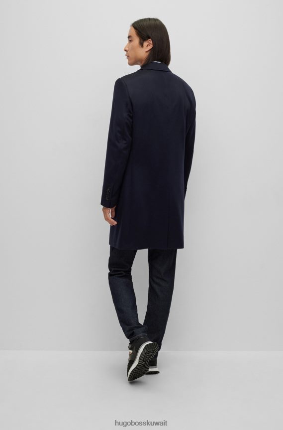 4TFNJN2335 أزرق غامق Hugo Boss معطف نحيف من الكشمير المسؤول باللون الأزرق الداكن