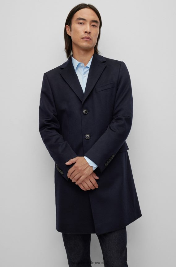 4TFNJN2335 أزرق غامق Hugo Boss معطف نحيف من الكشمير المسؤول باللون الأزرق الداكن