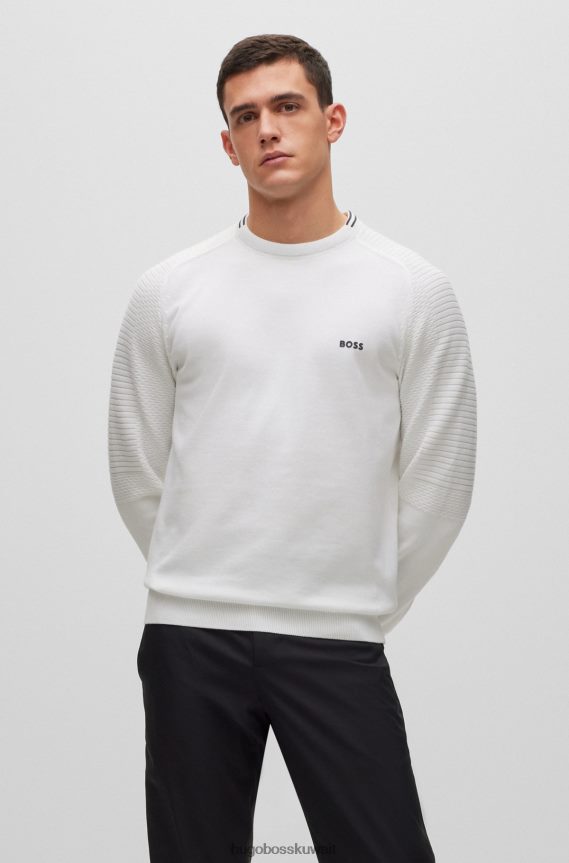 4TFNJN2336 أبيض Hugo Boss سترة Hugo بيضاء من القطن العضوي بقصة عادية مع شعار وطرف