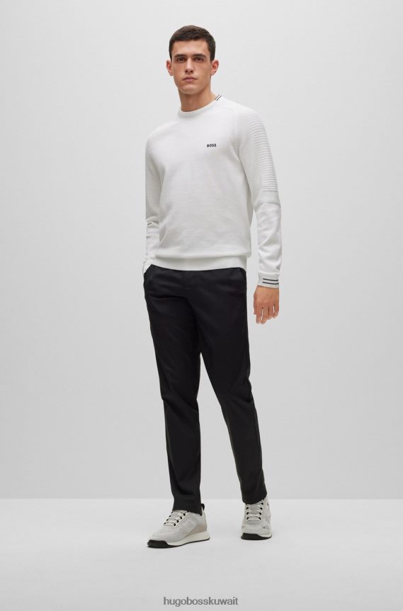 4TFNJN2336 أبيض Hugo Boss سترة Hugo بيضاء من القطن العضوي بقصة عادية مع شعار وطرف