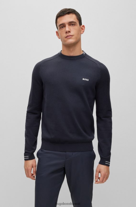 4TFNJN2337 أزرق غامق Hugo Boss سترة Hugo من القطن العضوي باللون الأزرق الداكن بقصة عادية مع شعار وطرف