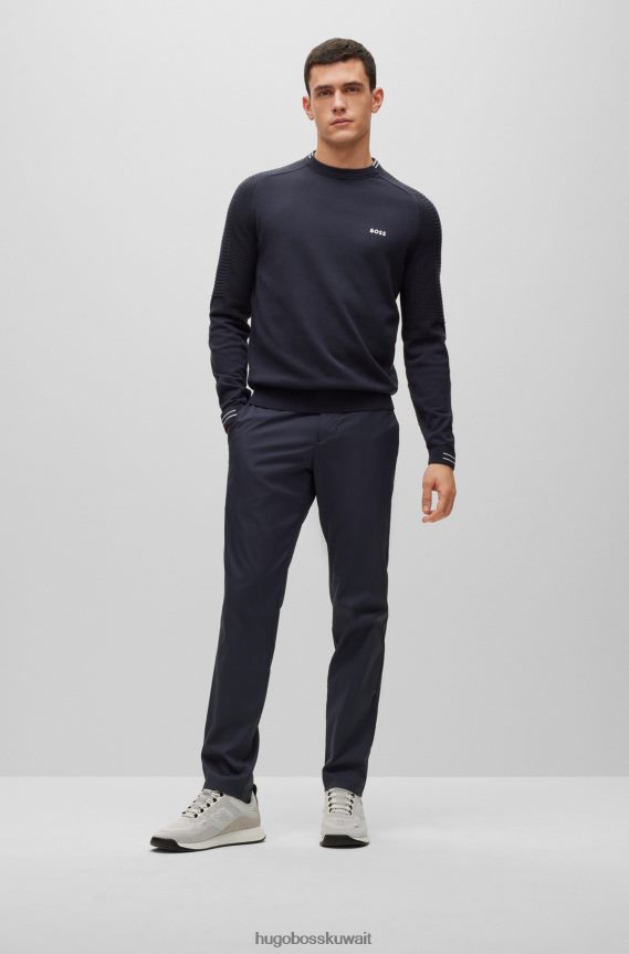 4TFNJN2337 أزرق غامق Hugo Boss سترة Hugo من القطن العضوي باللون الأزرق الداكن بقصة عادية مع شعار وطرف