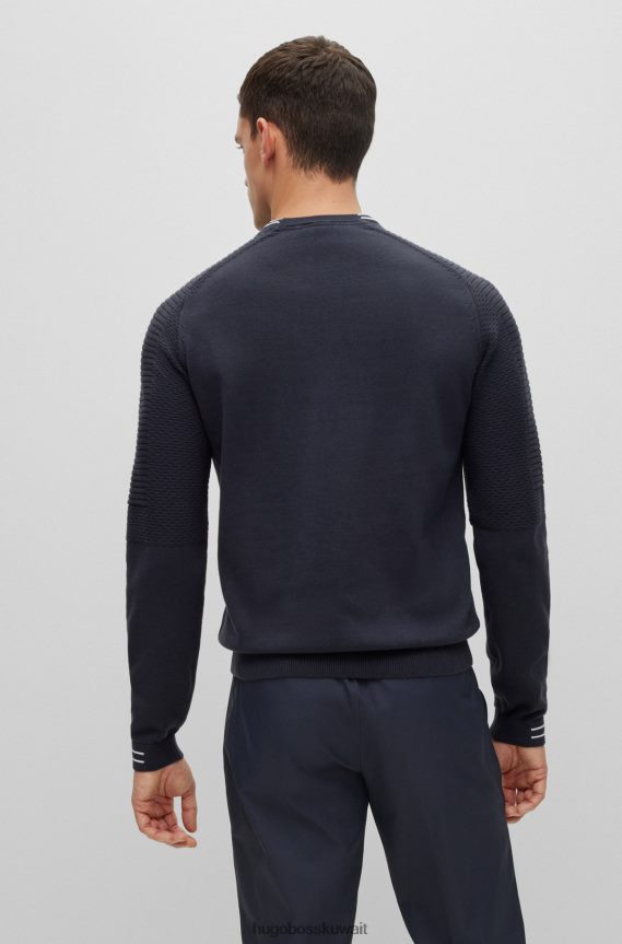 4TFNJN2337 أزرق غامق Hugo Boss سترة Hugo من القطن العضوي باللون الأزرق الداكن بقصة عادية مع شعار وطرف