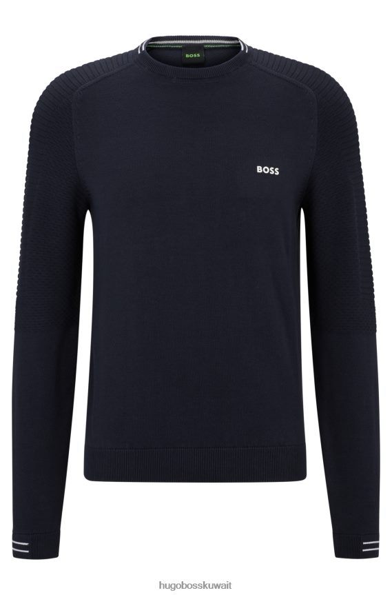 4TFNJN2337 أزرق غامق Hugo Boss سترة Hugo من القطن العضوي باللون الأزرق الداكن بقصة عادية مع شعار وطرف