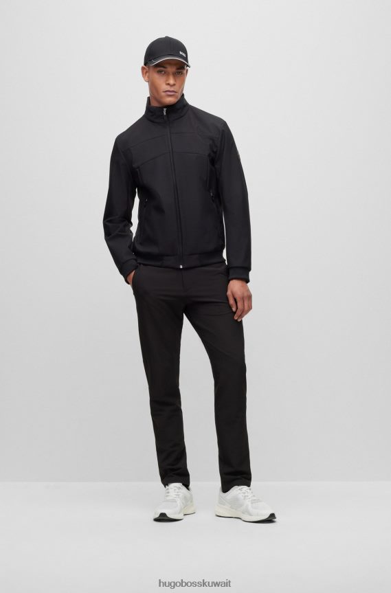 4TFNJN2338 أسود Hugo Boss سترة Hugo من القطن العضوي ذات المقاس العادي مع شعار ولون أسود