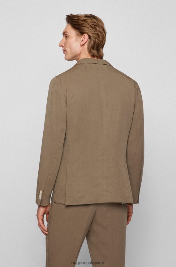 4TFNJN2341 بني Hugo Boss سترة ضيقة مع دبوس طية صدر السترة مخطط باللون البني هوغو