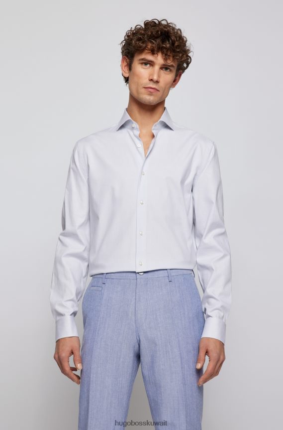 4TFNJN2342 أبيض Hugo Boss قميص هوغو الأبيض بقصة ضيقة من نسيج قطني مطاطي