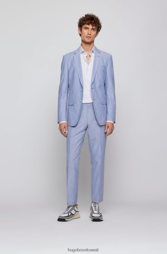 4TFNJN2342 أبيض Hugo Boss قميص هوغو الأبيض بقصة ضيقة من نسيج قطني مطاطي