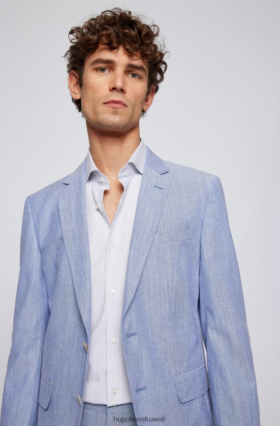 4TFNJN2342 أبيض Hugo Boss قميص هوغو الأبيض بقصة ضيقة من نسيج قطني مطاطي